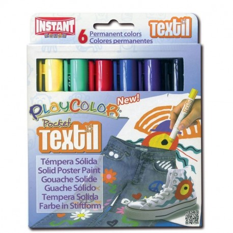 Playcolor 936008 - Estuche con 6 temperas sólidas, textil pocket, 5 gr