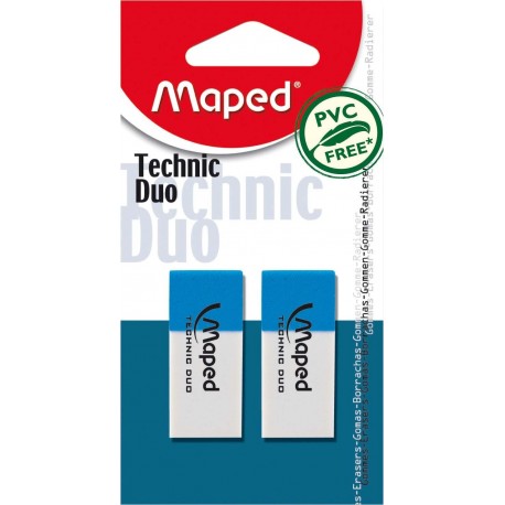Maped M011712 Technic Duo - Goma de borrar, 2 unidades, color blanco y azul