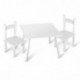 Leomark Mesa con 2 sillas Todo en Madera, Blancos Mesas y sillas Infantiles de Madera, Juego de Muebles Infantiles, para Cuar