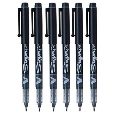 Pilot Negro V Letrero Bolígrafo Tinta Líquida Medio 2mm Punta Plumilla 0.6mm Línea Ancho V Sign Punta De Fibras Rotulador En 