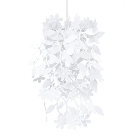 MiniSun - Preciosa pantalla para lámpara de techo con flores y plantas - color blanco
