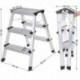 Songmics aluminio Escalera de tijera Escalera Plegable del Hogar Escalera de mano en ambos lados 2x3 etapas de capacidad 150 