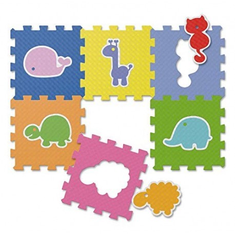 Chicco - Puzzle y alfombra con animales, 6 piezas