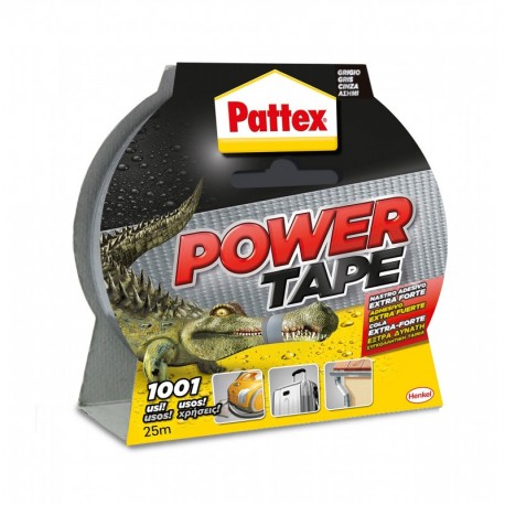 Pattex Power Tape, cinta multiusos ultraresistente, corte fácil, gris, 25m