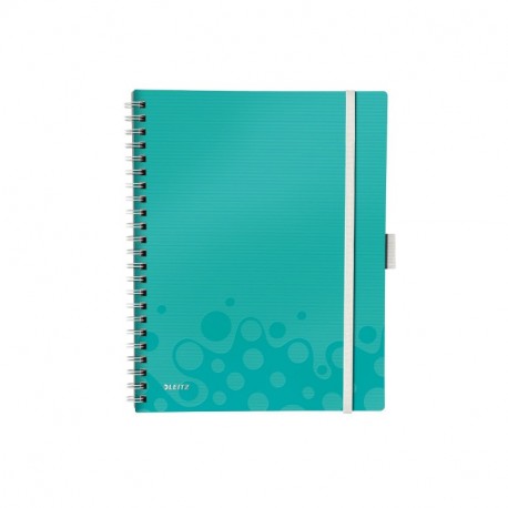Leitz Cuaderno A4, 80 páginas, Con Cuadrícula, Encuadernación Wiro con tapas PP, WOW Be Mobile, Turquesa metalizado, 46450051