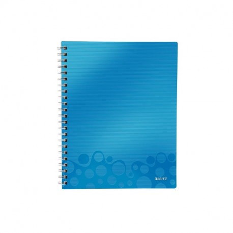 Leitz Cuaderno A4, 80 páginas, Con Cuadrícula, Encuadernación Wiro con tapas PP, WOW Get Organised, Azul metalizado, 46430036