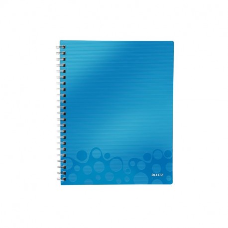 Leitz Cuaderno A4, 80 páginas, Con Cuadrícula, Encuadernación Wiro con tapas PP, WOW Get Organised, Azul metalizado, 46430036