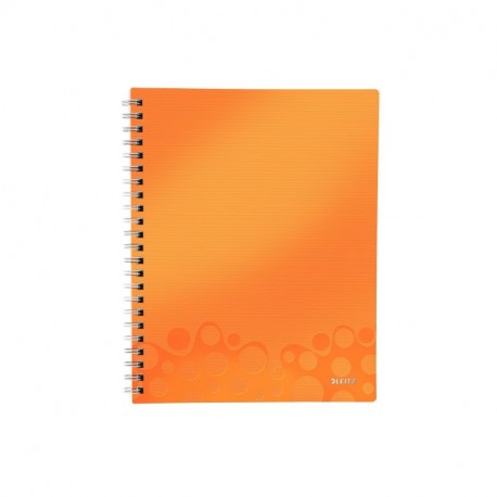 Leitz Cuaderno A4, 80 páginas, Con Cuadrícula, Encuadernación Wiro con tapas PP, WOW Get Organised, Naranja metalizado, 46430