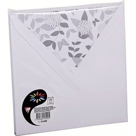Clairefontaine 53200C - Sobre de felicitación paquete de 10, cuadrado , color blanco