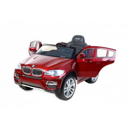 RIRICAR BMW X6 Rojo Lacado, Asiento Tapizado, Los niños del coche, los niños del coche eléctrico, coche niños, 2x motor, bate