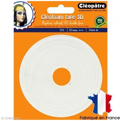 Cleopatre - SCRAP-RM2X5 - Cléofoam Tape 3D - Rollo de espuma adhesiva con doble cara, 3 mm