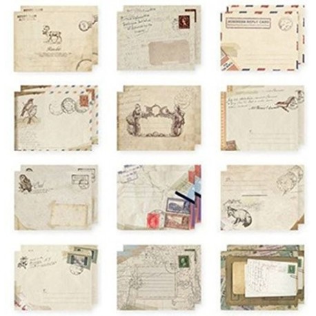 Juego de 12 Mini sobres Vintage estilo Kraft papel diseños distintos