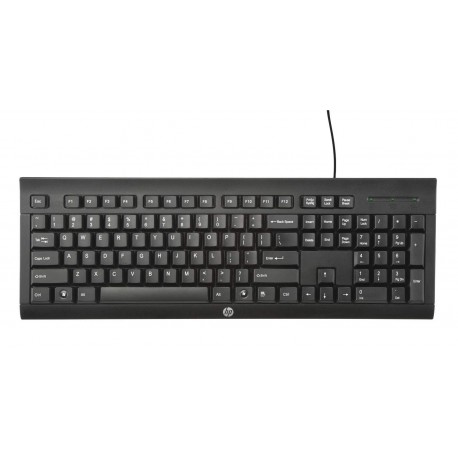 HP C2500 USB Negro - Teclado USB, Oficina, Alámbrico, PC/Server, Estándar, Derecho 