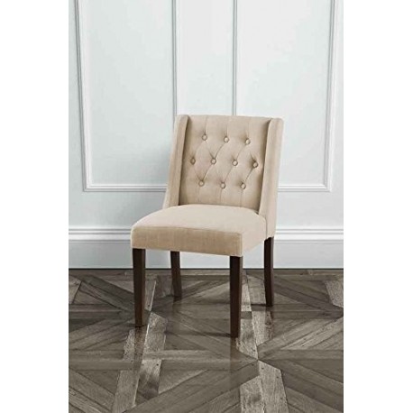 My-Furniture – HUXLEY – Silla de comedor de color beige, tapizada