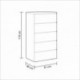 Habitdesign 017821W - Cómoda chifonier con 5 cajones, color Nature y Blanco Brillo, dimensiones 61cm ancho x 110cm alto x
