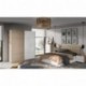 Habitdesign 017821W - Cómoda chifonier con 5 cajones, color Nature y Blanco Brillo, dimensiones 61cm ancho x 110cm alto x