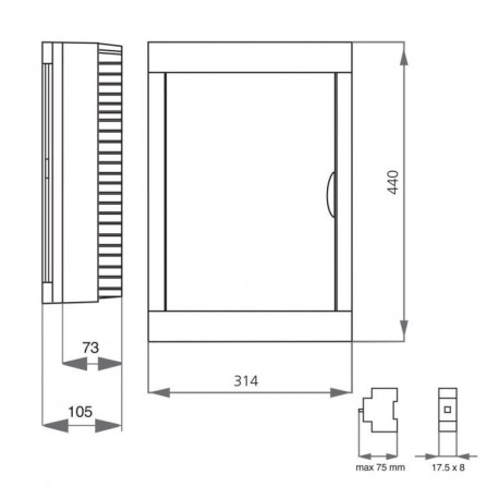 Visto distribución/copia de seguridad caja/caja de distribución visto IP40 2,4,6,8,12,16,24,36 módulos, 1,2,3-filas con cabez