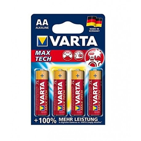 Varta MAX TECH AA - Pilas LR6, 1.5 V, paquete de 4 unidades