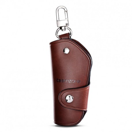 Teemzone Estuches de Llaves Coche Hombre Mujer Multicolor Llavero Piel del Segunda Capa Cubierta de Anillo Clave Brown 