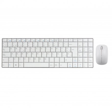Phoenix Technologies Key Ultra-Slim - Pack de teclado multimedia y ratón, inalámbricos, 2.4 GHz, 1000-2000 DPI, blanco