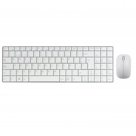 Phoenix Technologies Key Ultra-Slim - Pack de teclado multimedia y ratón, inalámbricos, 2.4 GHz, 1000-2000 DPI, blanco