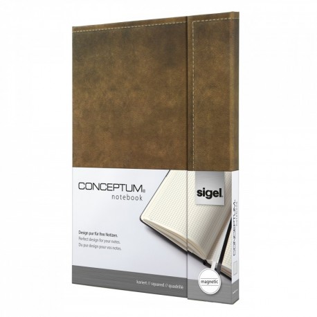 Sigel CO609 Conceptum Libreta / Cuaderno, tapa dura, 20.7 x 28 cm, cuadriculado, diseño Vintage, marrón