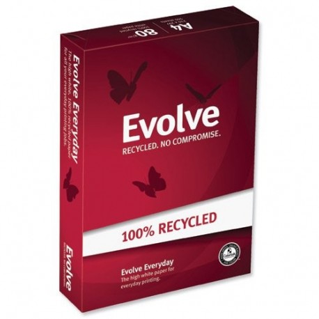 Doble una copia en papel Evolve, A4, reciclado, con fresado, Blanco, 5 piezas