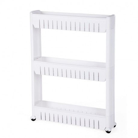 SONGMICS 3 Niveles Para Hogar y Baño Estante, Carrito de cocina, Estantería de cocina 72,5 cm Blanco KTR03W