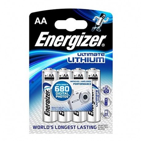 Energizer Ultimate Litio 1.5V batería no-recargable - Pilas Litio, Cilíndrico, 1,5 V, 4 pieza s , AA, Plata 