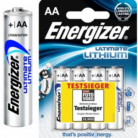 Energizer Ultimate Lithium - Lote de pilas L91 AA 3000 mAh, 1,5 V en blíster, 10 x 4 pilas 