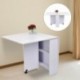 Mesa Plegable de Madera con Ruedas Escritorio Estante Estanteria Blanco Cocina