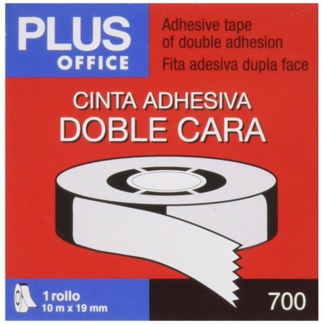 Plus Office 63Q - Cinta adhesiva doble cara, 19 mm x 10 m, crema