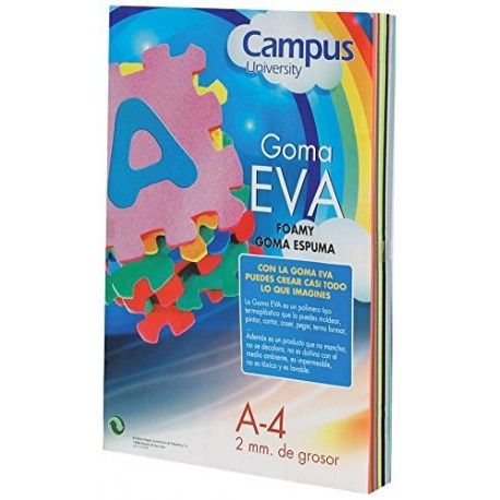 Campus University EVA-A4-PK - Goma, 2 mm, 10 unidades, A4, rosa