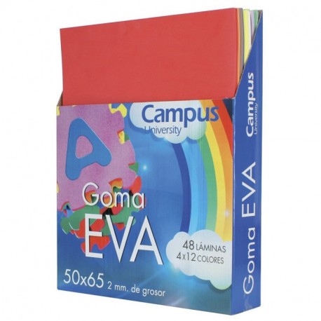 Campus University EVA-5065DPB - Goma, 2 mm, 12 colores, 50 x 65 mm
