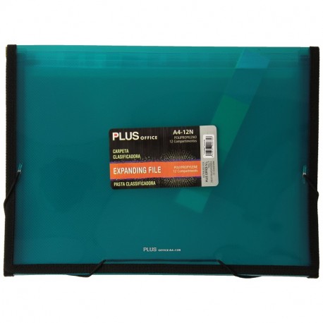 Plus Office 180714 - Carpeta clasificadora translúcida, 12 separadores, A4, color azul