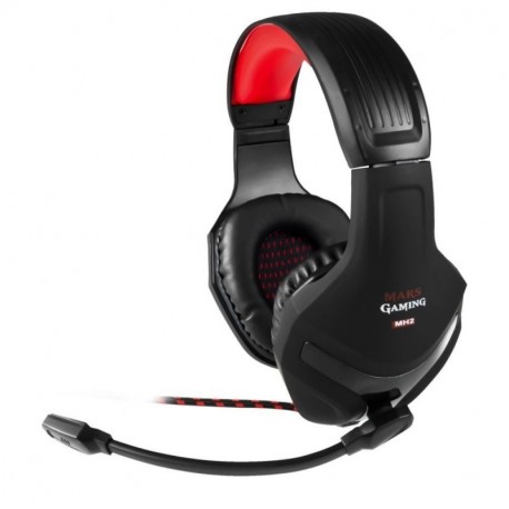 Mars Gaming MH2 - Auriculares gaming micrófono plegable y flexible, drivers neodimio 40mm, conexión doble, ultrabass, cancel