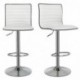 SONGMICS Juego de 2 taburetes de Bar Sillas de Cocina Cromado PU Ajustable 94-114 cm Base Φ41 cm Blanco, LJB65W