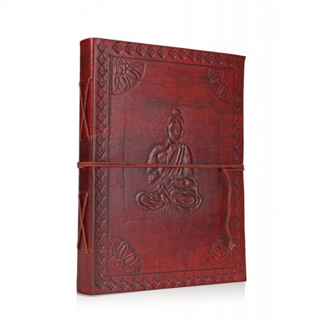 Cuero mano en relieve de Brown Diario Personal Notebook Diary 20,3 X 15,2 X 2,5 Cms Con Buda Diseño
