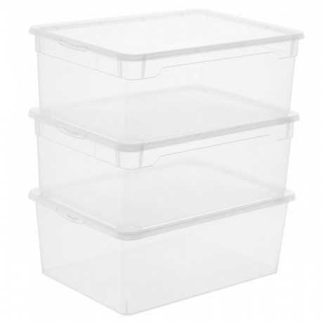 Sundis Rotho 6336890000 - Caja de almacenamiento con tapa, color transparente, plástico, paquete 3