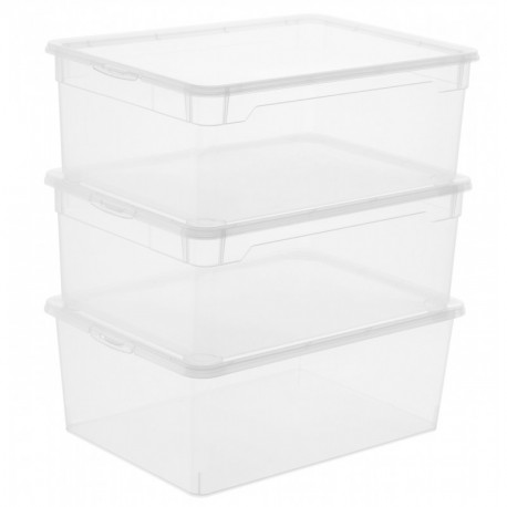 Sundis Rotho 6336890000 - Caja de almacenamiento con tapa, color transparente, plástico, paquete 3