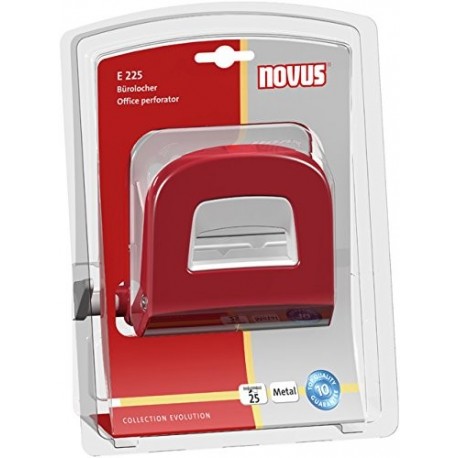 Novus E 225 – Perforadora de oficina Rojo/Gris Ampolla – Perforadora de oficina, metal, 2,5 mm/25 hojas,