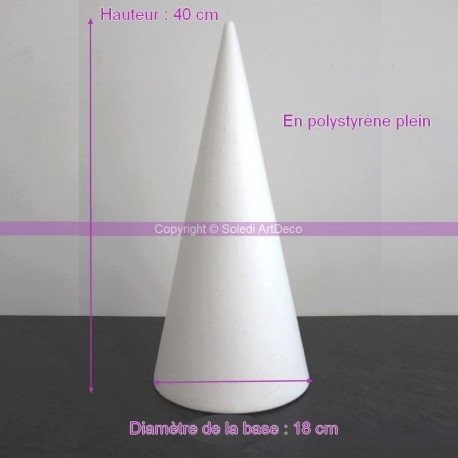 Cono de poliestireno, altura 40 cm, diámetro de base 18 cm, soporte expositor Styro, alta densidad