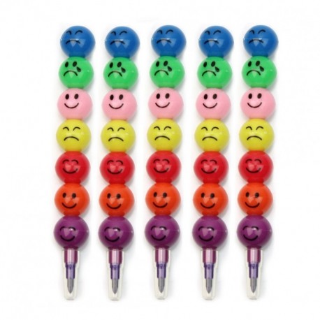 Pinzhi - 5x Lindo Sonriente Lapiz de Pintura 7 Colores Diferentes Rotuladores para Niños Estudiante Oficina Papelería de Bolí