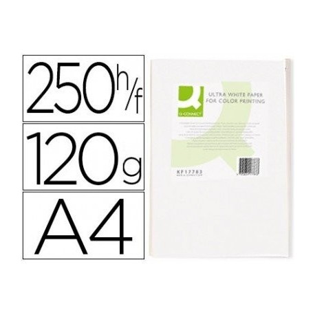 Q-Connect Papel Fotocopiadora Ultra White Din A4 120 Gramos Paquete De 250 Hojas