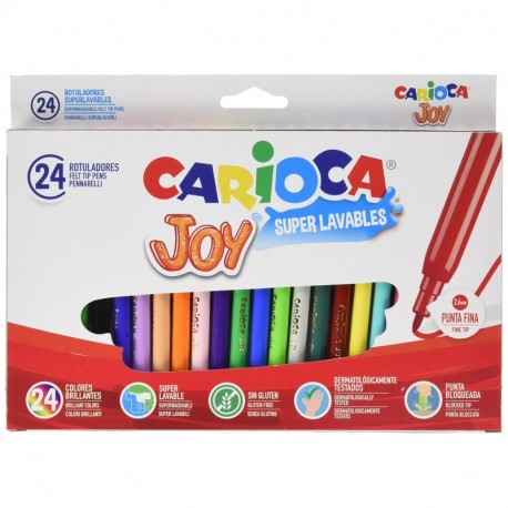 Carioca Joy - Rotuladores superlavables, pack de 24 piezas