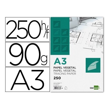 Liderpapel Papel Dibujo 297X420Mm 90G/M2 Vegetal