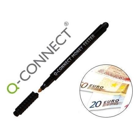 Q-Connect KF14623 - Rotulador detector de billetes falsos, color negro