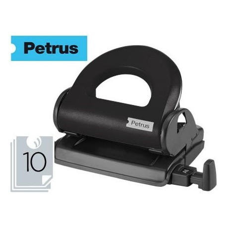 Petrus Perforadora pequeña, 16 hojas, Negro, Compacta, Modelo 80, 623347