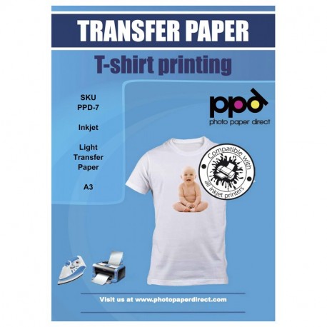 PPD Inyección de Tinta Papel de Transferencia para Camisetas de Blancas A3 x 10 hojas PPD-7-10 