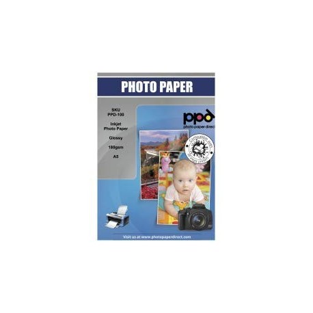 PPD Inyección de Tinta Alto Brillo Foto Papel de 180gsm A5 x 50 hojas PPD-100-50 